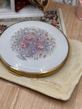 Vintage Stratton Convertible Floral Bouquet Powder Compact with Pouch 8.5cm Made in England