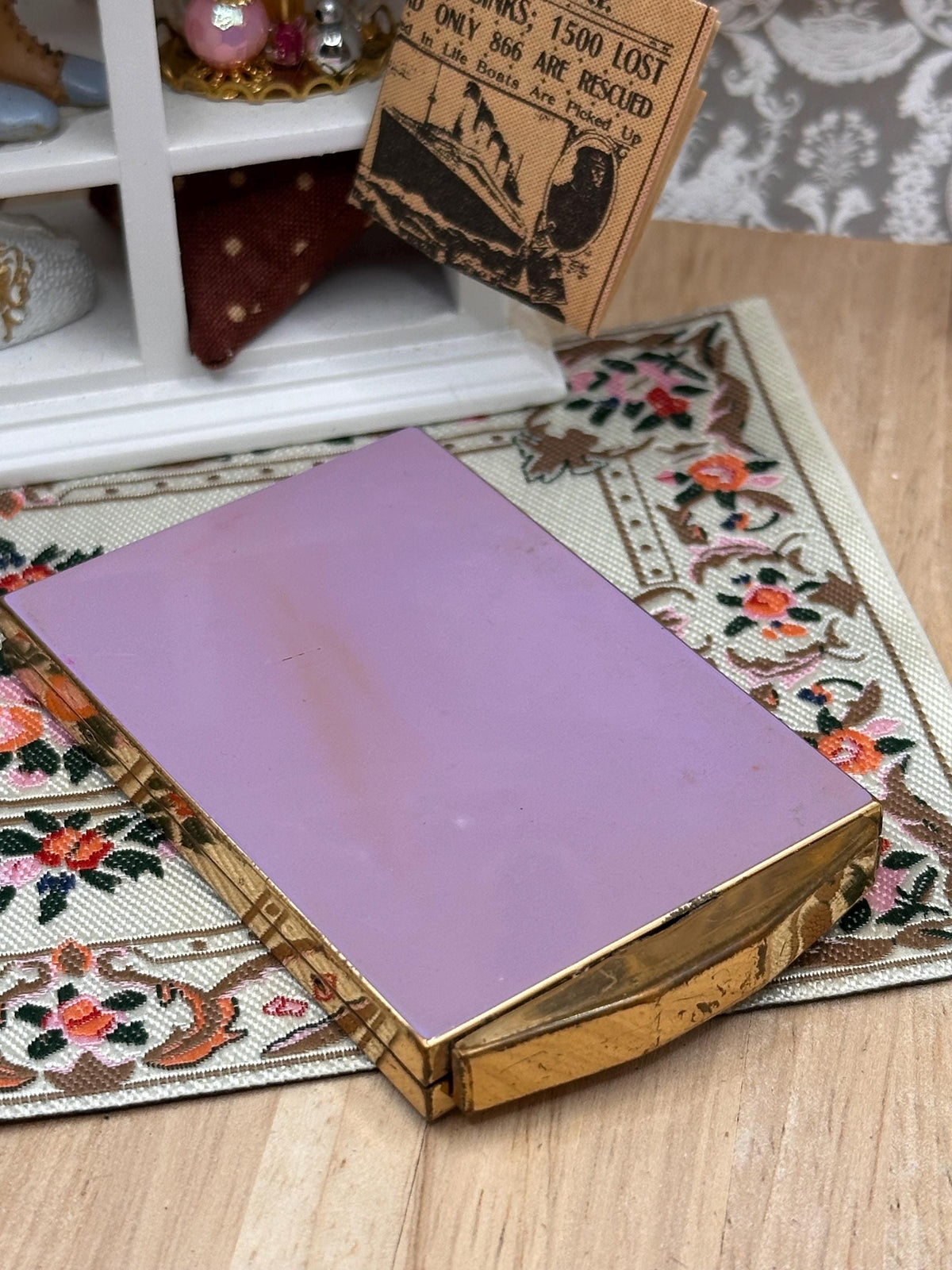 Vintage Kotler & Kopit K and K Purple Enamel Powder Compact Art Deco Patent 1802796 7.5cm x 5cm
