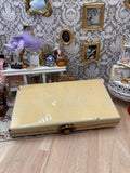 Rare Art Deco L. S. Mayer Entouka Cream Enamel Minaudière Carryall Vanity Case with Comb, Swan’s Down Puff, Pouch & Sifter