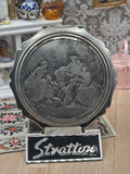 Vintage Stratton Lancret Plaisirs Champêtres Powder Compact 8.5cm Silver Tone Rococo Vanity Mirror