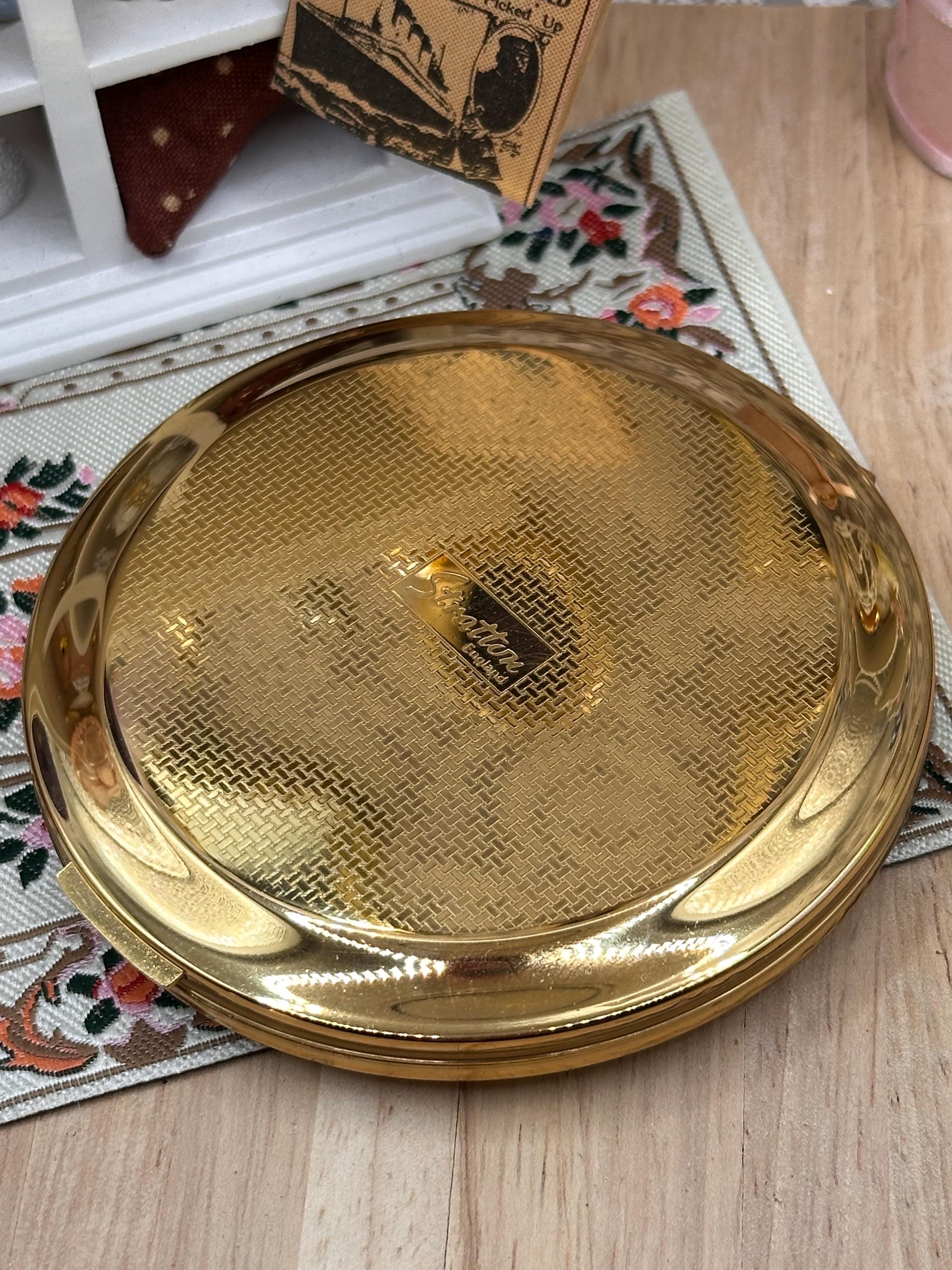 Vintage Stratton Convertible Floral Bouquet Powder Compact with Pouch 8.5cm Made in England