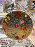Vintage Floral Powder Compact Gold Tone Mirror Compact 7.5cm