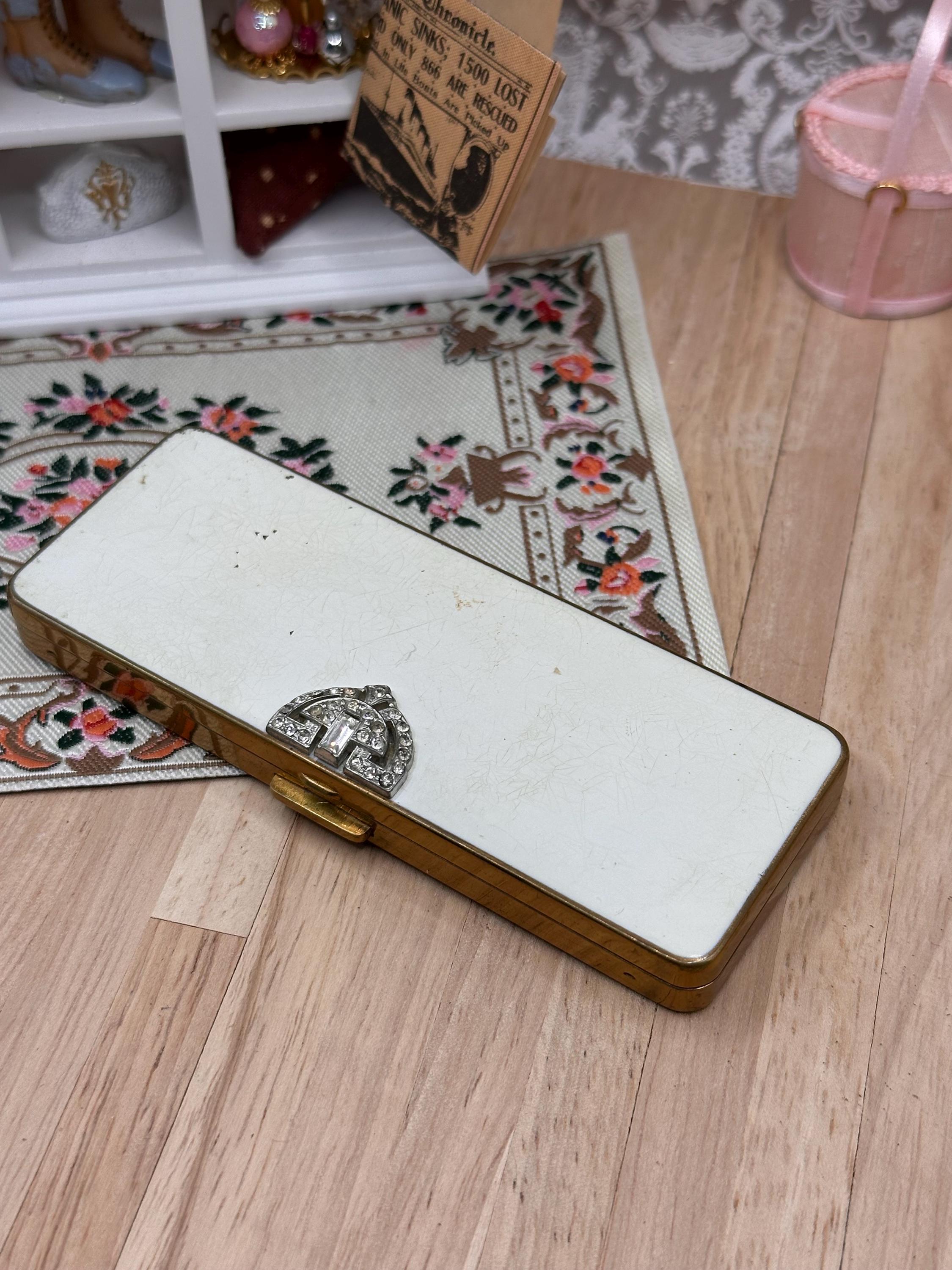 Rare 1934 Volupté Quint Art Deco Five in One Vanity Carryall Powder Compact with Comb Minaudière