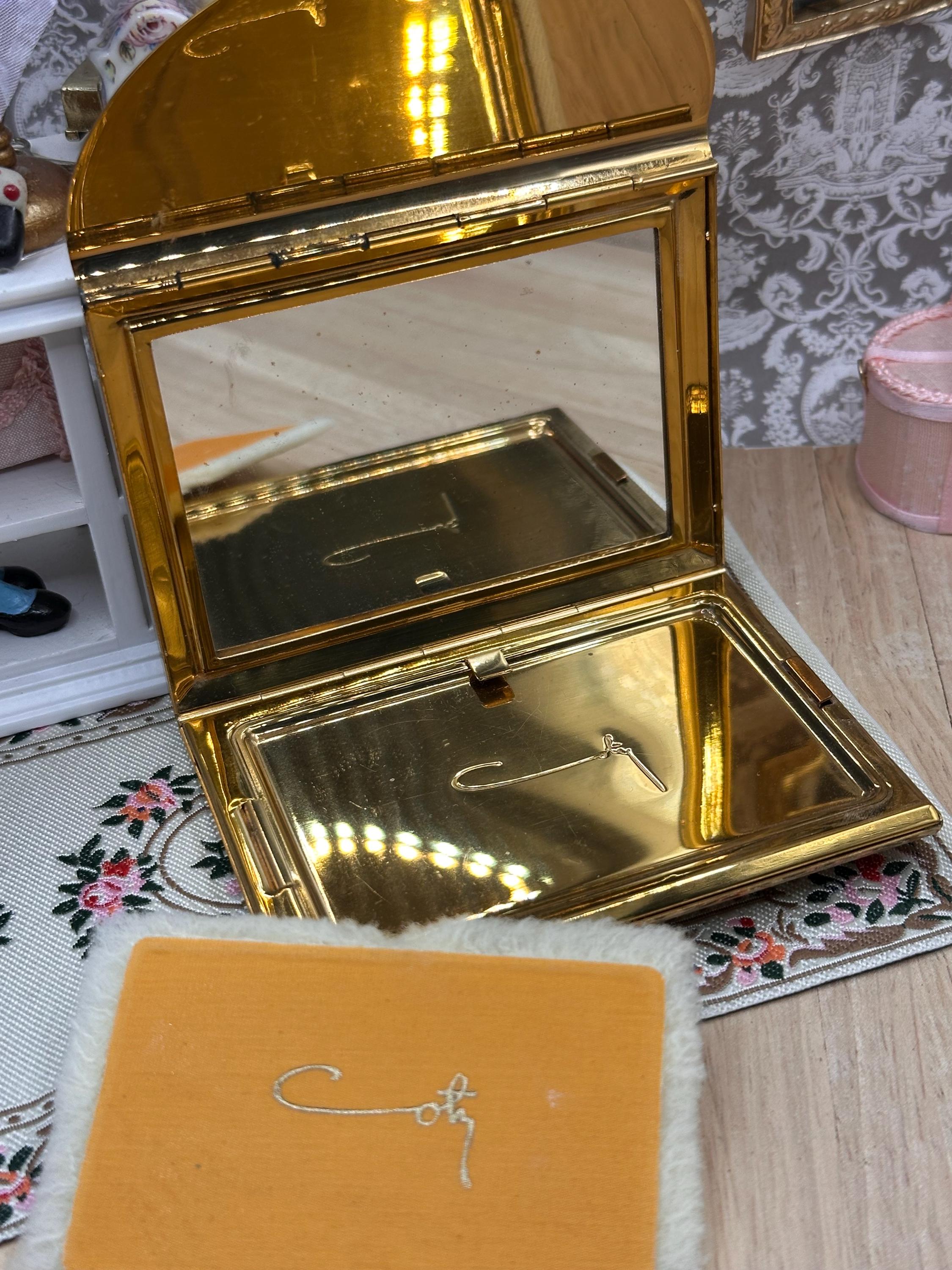 Vintage Coty Envelope Powder Compact Gold Tone Art Deco Vanity Case 1940s 1950s