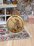 Vintage 1920s German ST Marked Art Deco Powder Compact – Enamel Romantic Couple – Rotary Mechanical Sifter