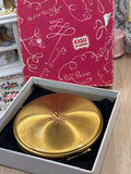 Vintage Kigu of London Gold Powder Compact – Starburst Design – Boxed Complete 8cm