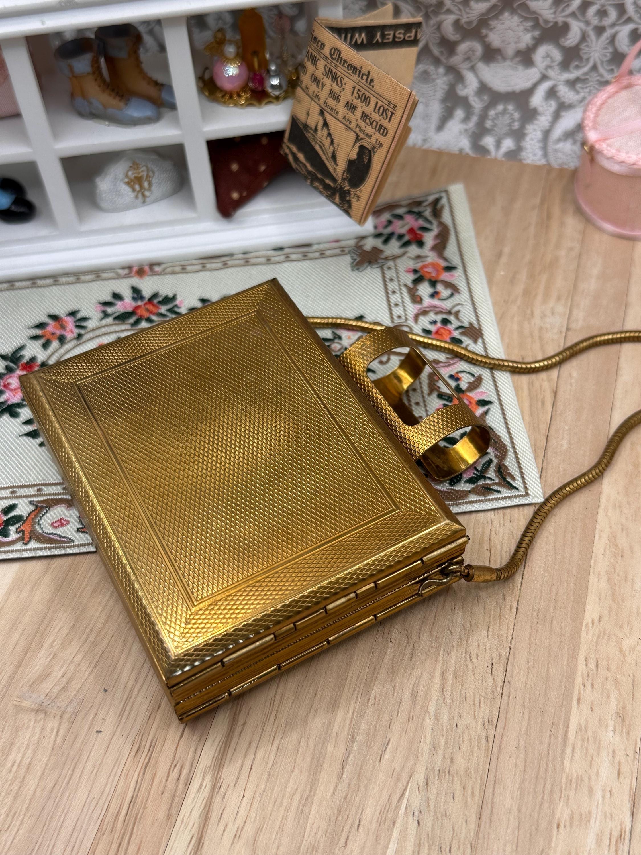 Vintage Kigu of London Mother of Pearl Party Case Carryall Compact Purse with Wrist Strap