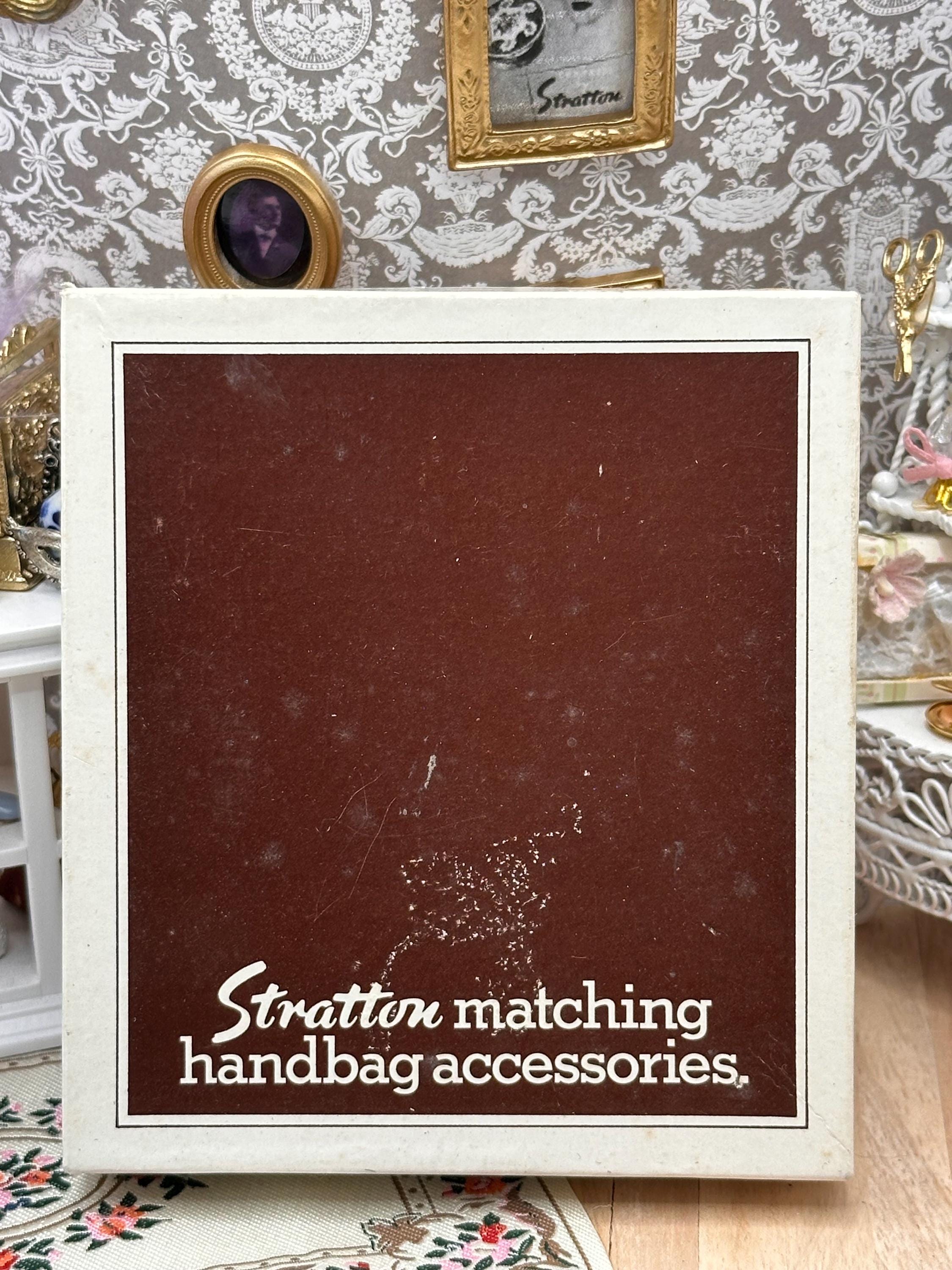 Vintage Stratton Queen Convertible Powder Compact Red Jewel Pattern Boxed 8.5cm Unused with Pouch & Puff