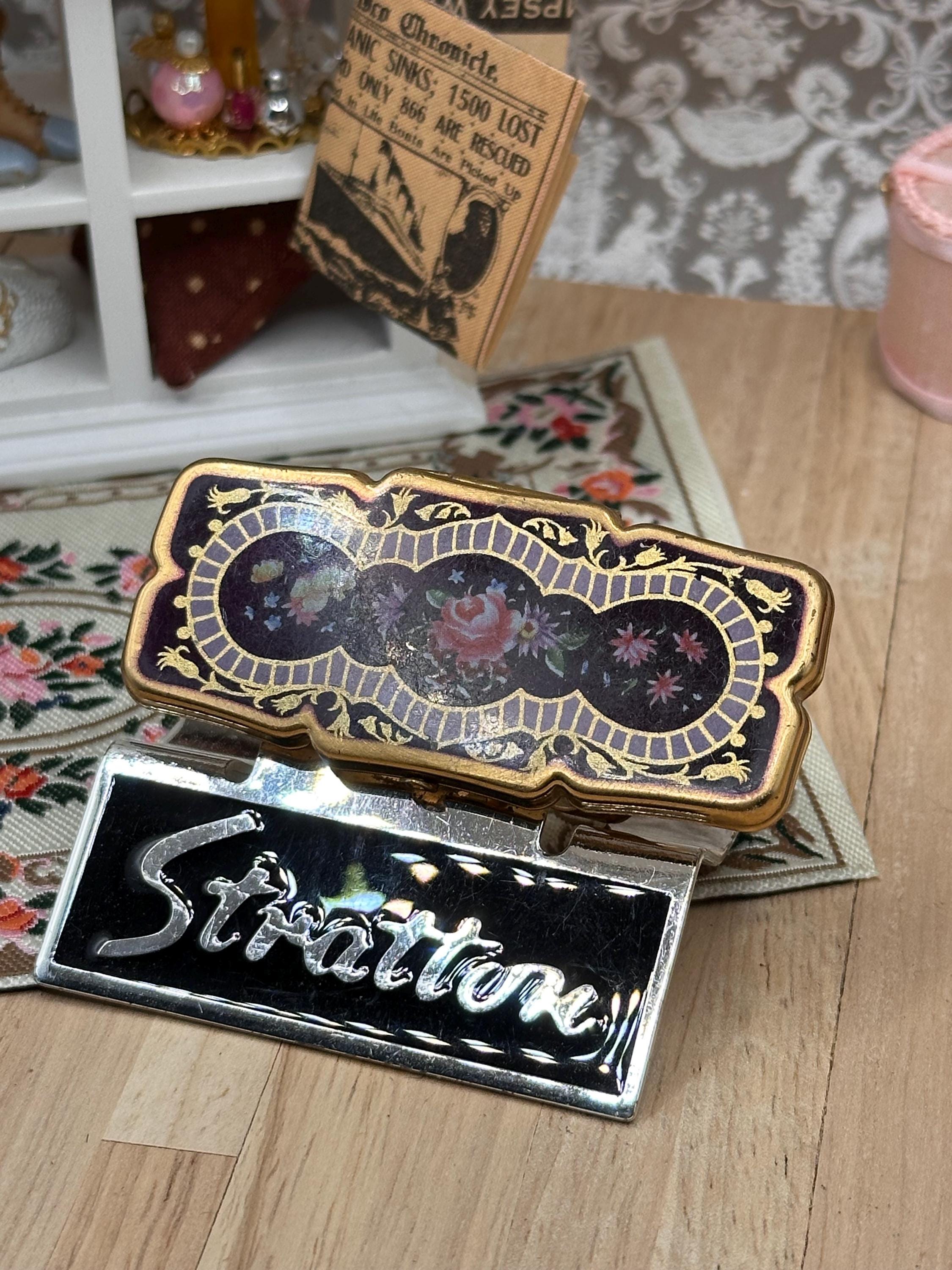 Vintage Stratton Lip View Lipstick Holder with Mirror – Floral Enamel Vanity Accessory – Made in England – 6cm