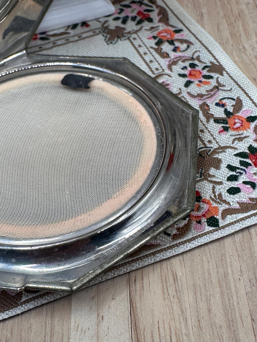 Vintage Art Deco Rhinestone Powder Compact Geometric Octagonal Statement Compact