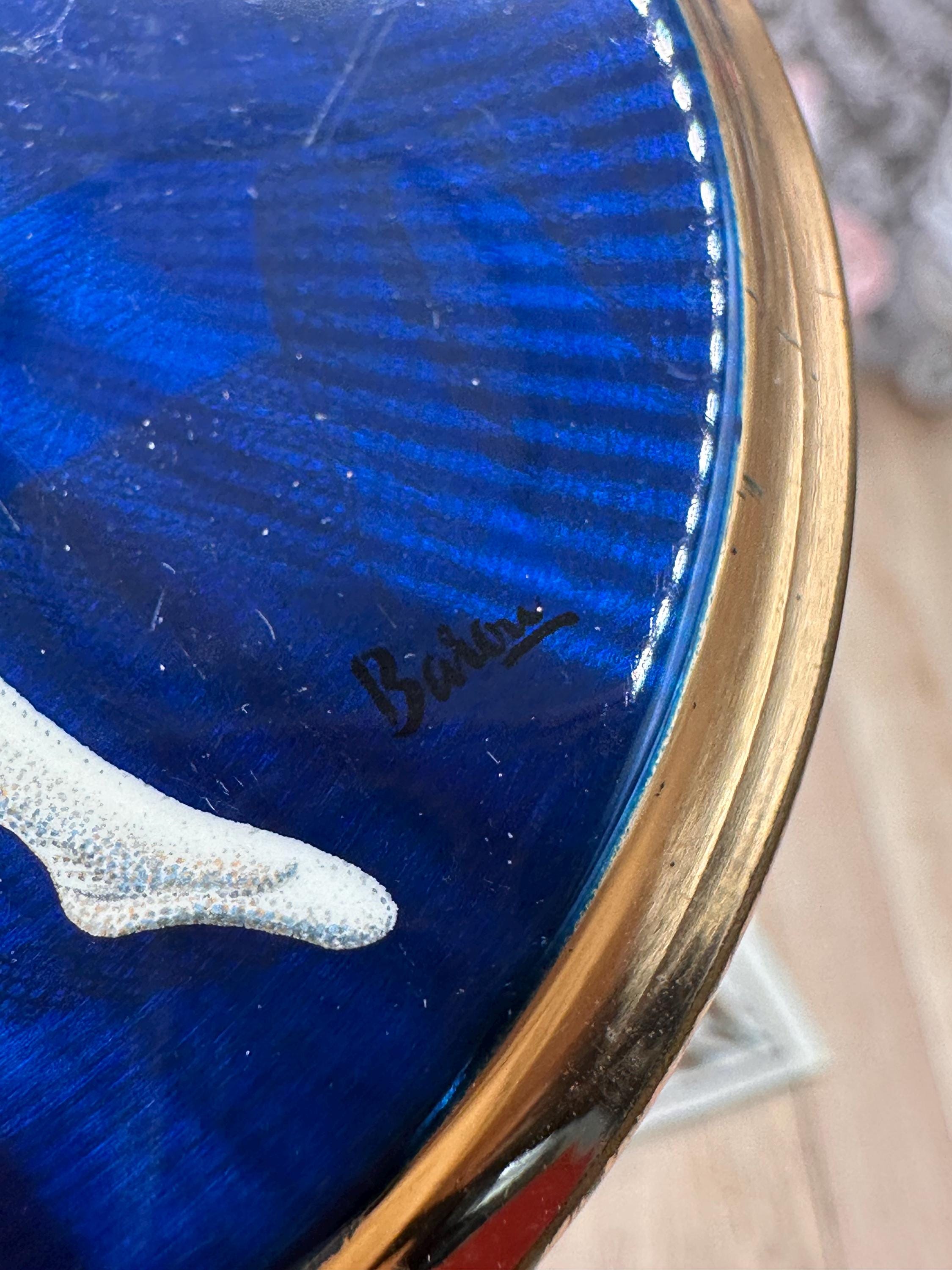 Vintage Stratton Baron Ballet Dancers Powder Compact – Cobalt Blue Signed Ballerina 8cm