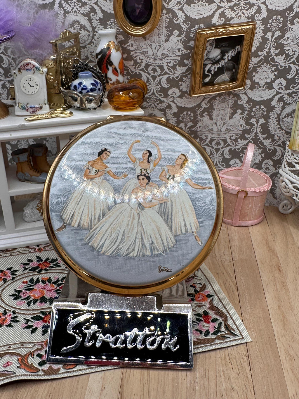 Vintage Stratton Baron Pas de Quatre Ballet Powder Compact – Markova Danilova Krassovska Riabouchinska 8cm