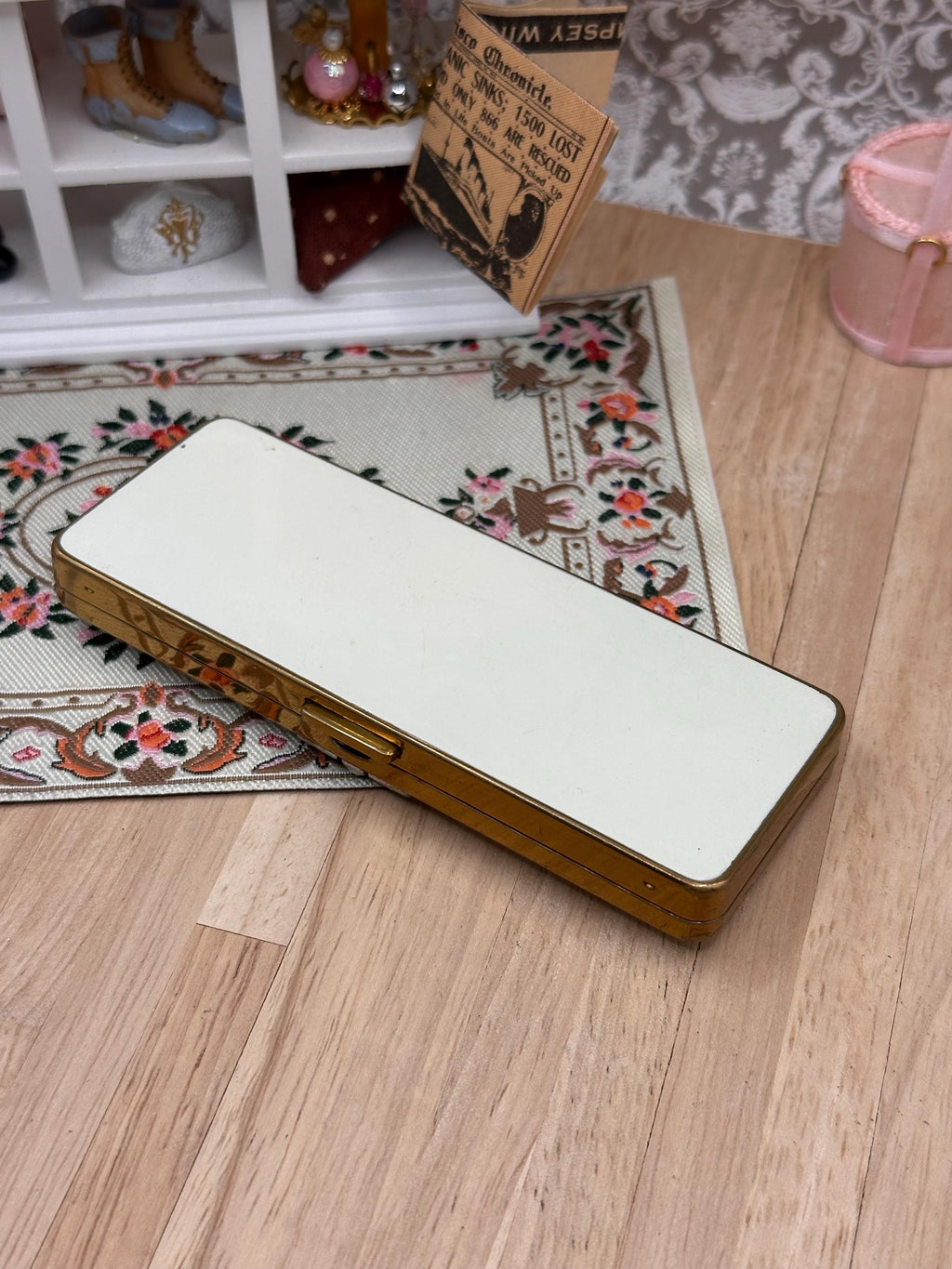 Rare 1934 Volupté Quint Art Deco Five in One Vanity Carryall Powder Compact with Comb Minaudière