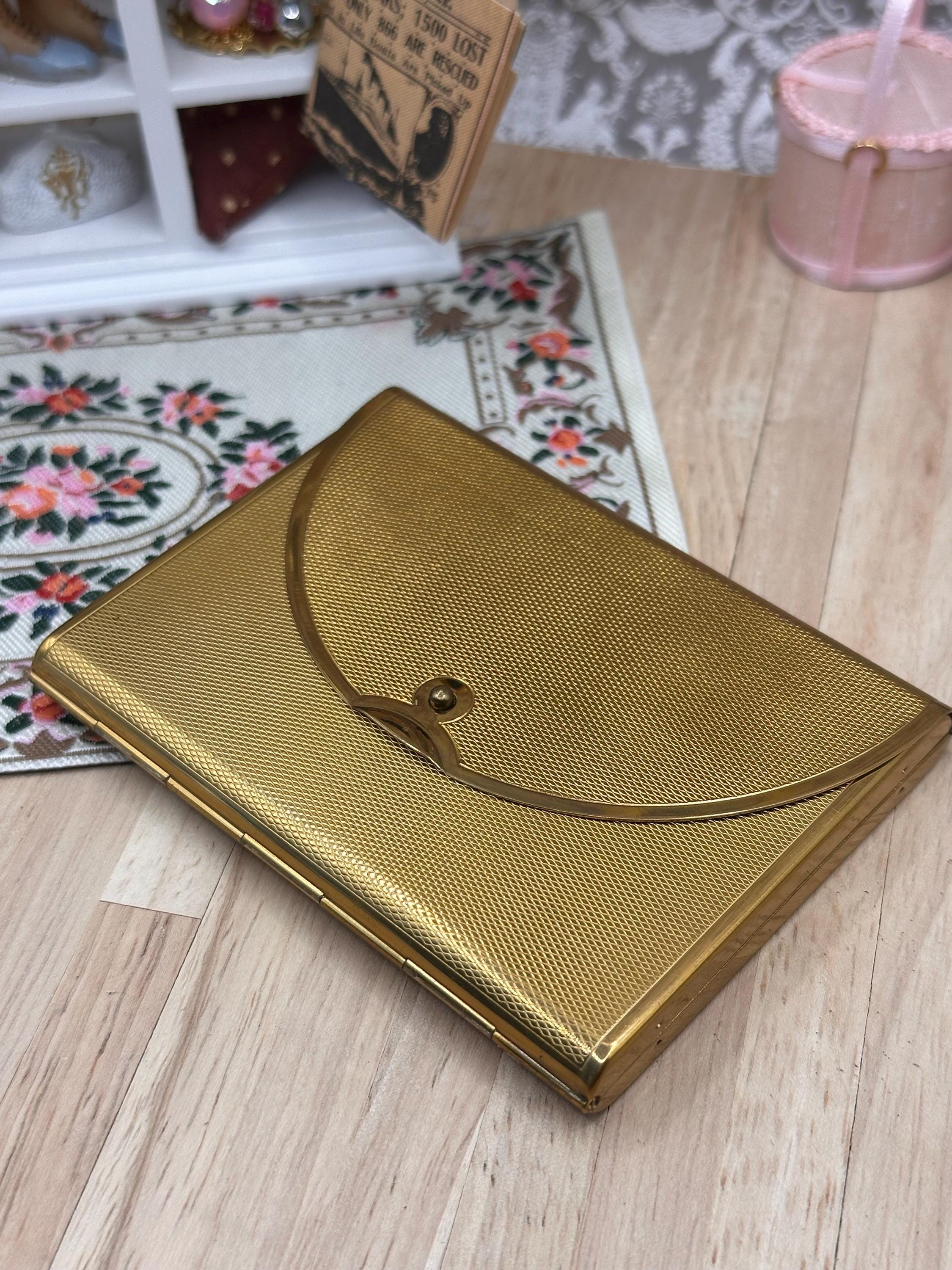 Vintage Coty Envelope Powder Compact Gold Tone Art Deco Vanity Case 1940s 1950s