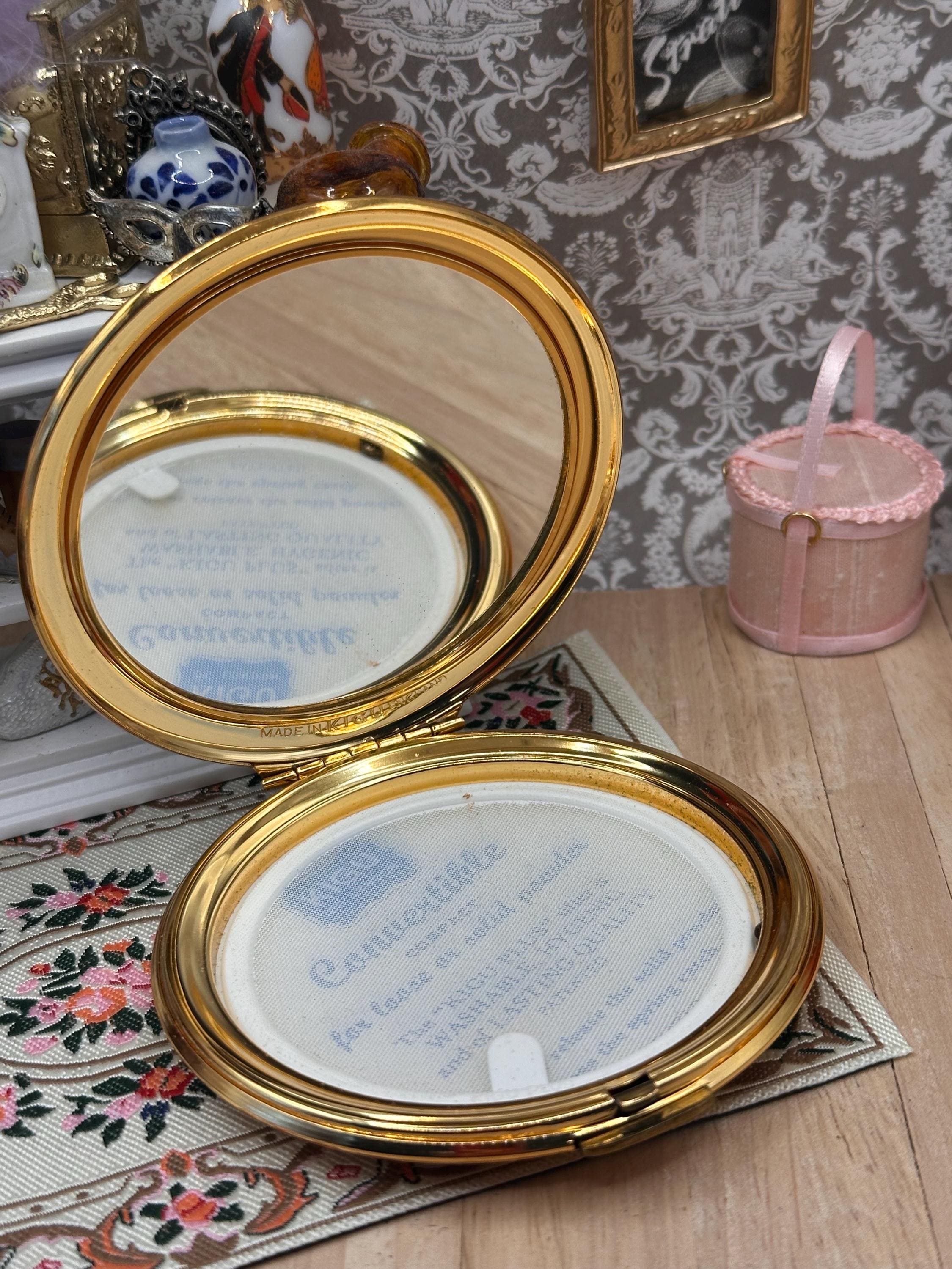 Vintage Kigu Convertible Powder Compact Cobalt Blue Enamel Applied Butterfly Boxed Unused 1960s