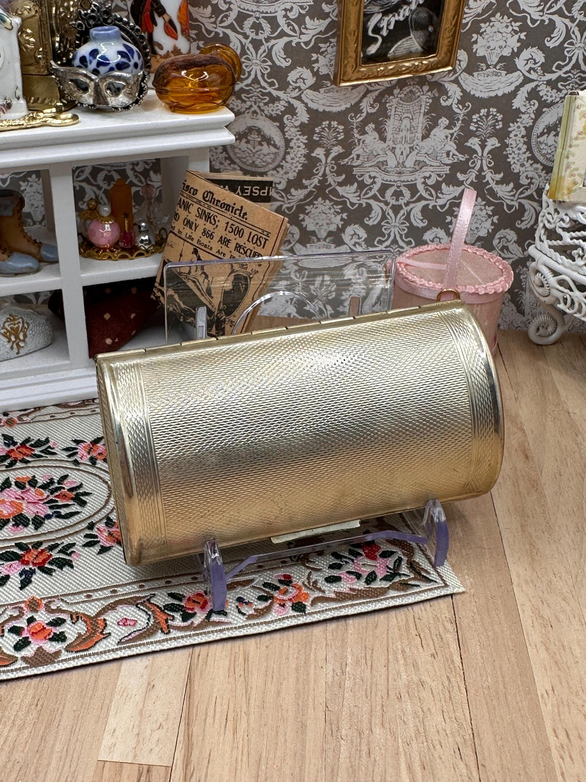 Vintage 1950s Kigu Barrel Cigarette Case – Coloured Butterfly & Floral Enamel – Boxed with Original Pouch