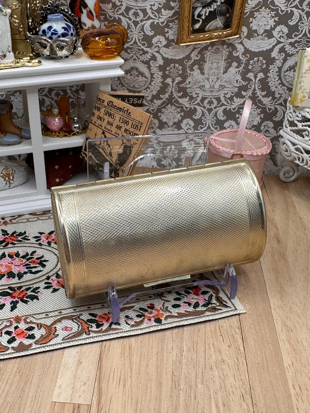 Vintage 1950s Kigu Barrel Cigarette Case – Coloured Butterfly & Floral Enamel – Boxed with Original Pouch
