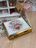 Vintage Stratton Large Floral Pill Box and Medication Case – Gold Tone 7 x 6cm