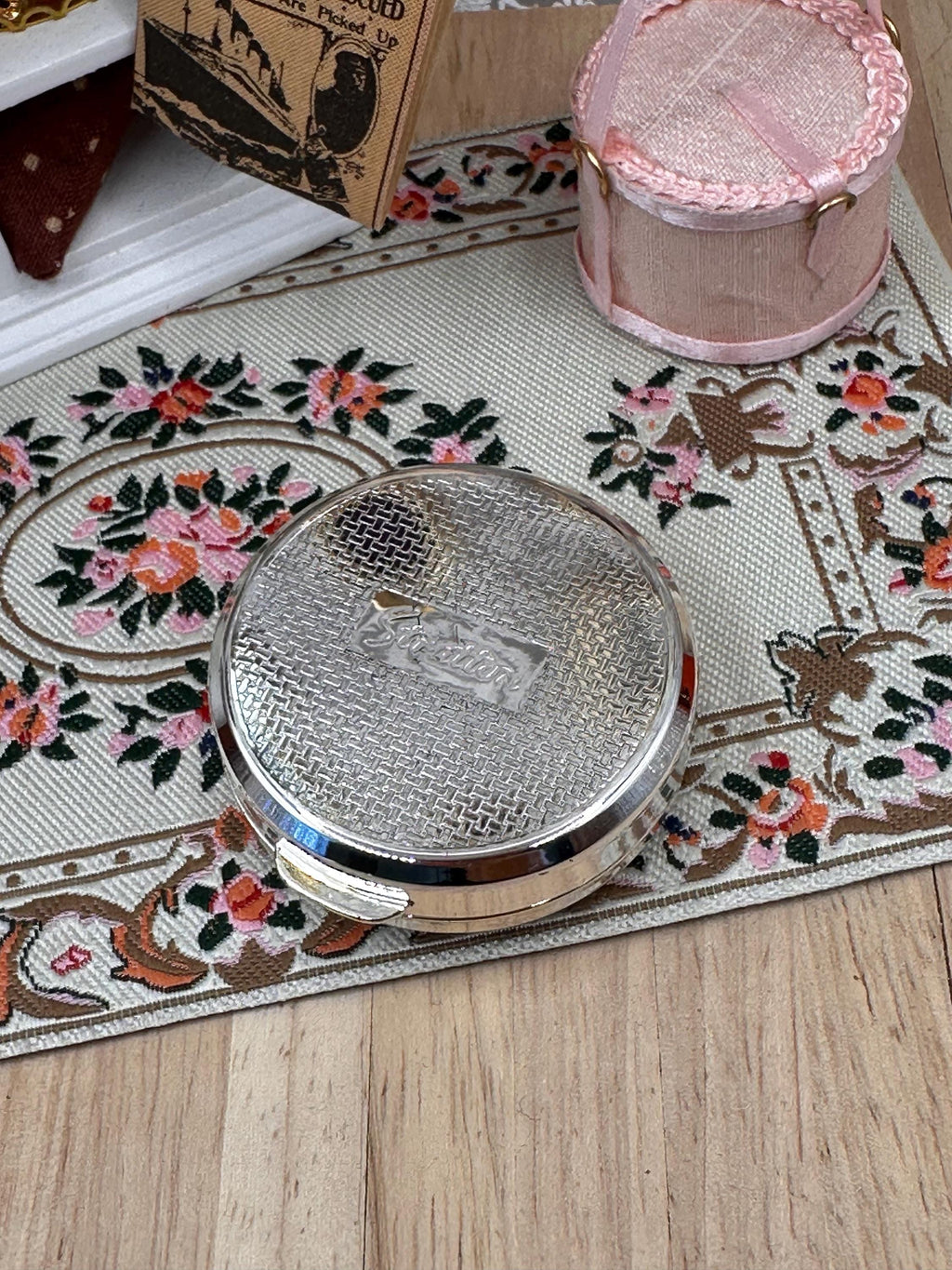 Vintage Stratton Black and Silver Checkerboard Pill Box – 4cm