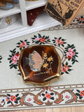 Vintage Stratton Butterfly and Flowers Pill Box – Gold Tone 4cm