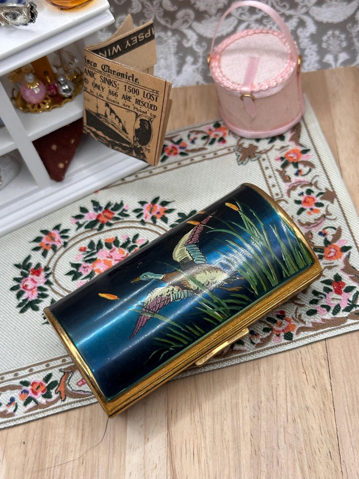 Vintage 1960s Kigu Dolphin 96 Barrel Cigarette Case Mallard Duck Reeds