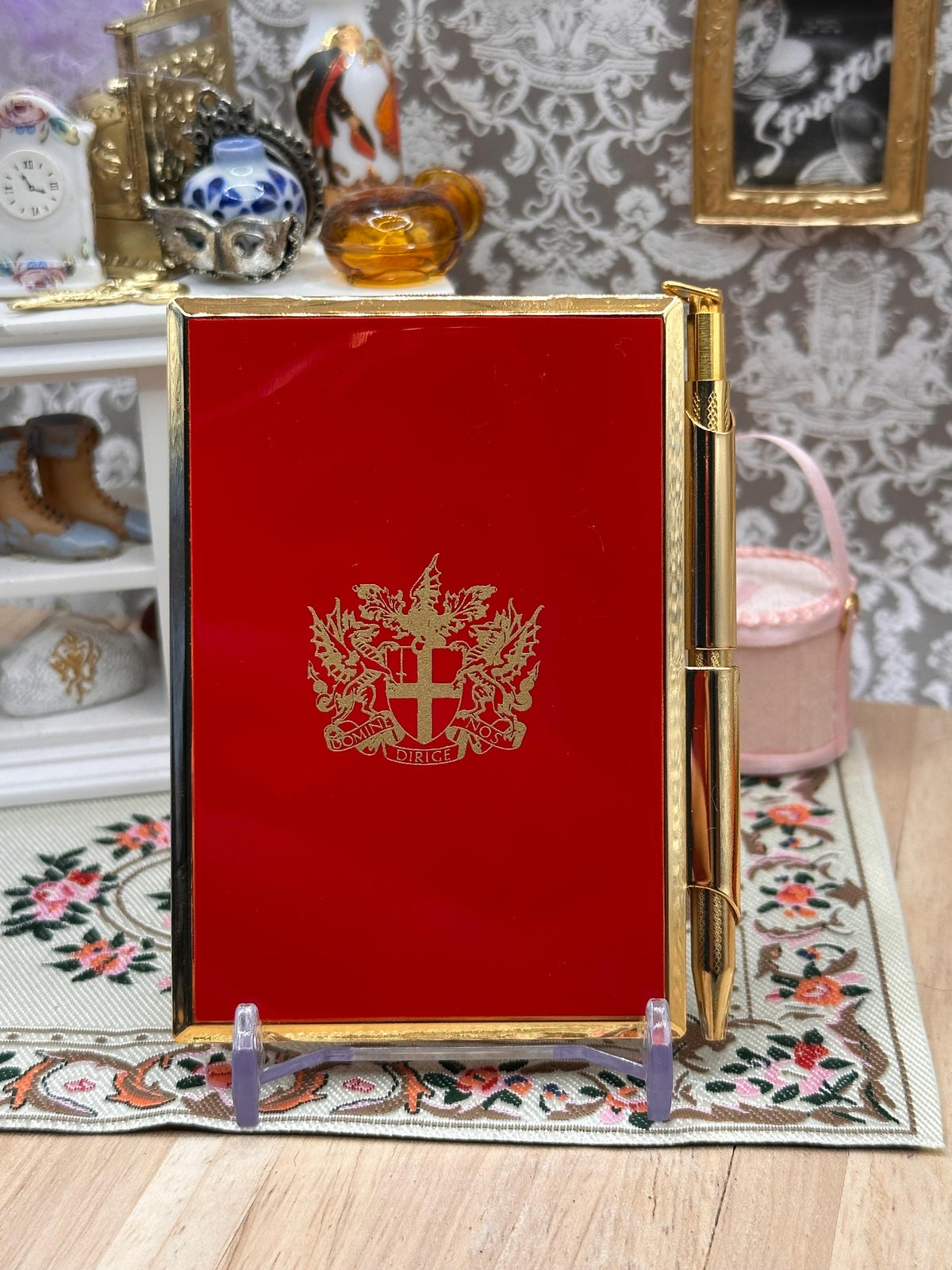 Vintage Stratton Notebook & Pen Red Enamel City of London Crest with Pouch
