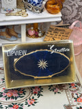 Vintage Stratton Lip-View Compact Mirror – Boxed Blue Starburst – 6cm
