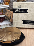 Vintage Melissa Super Slim Powder Compact – Boxed Unused 7cm with Original Pouch & Puff