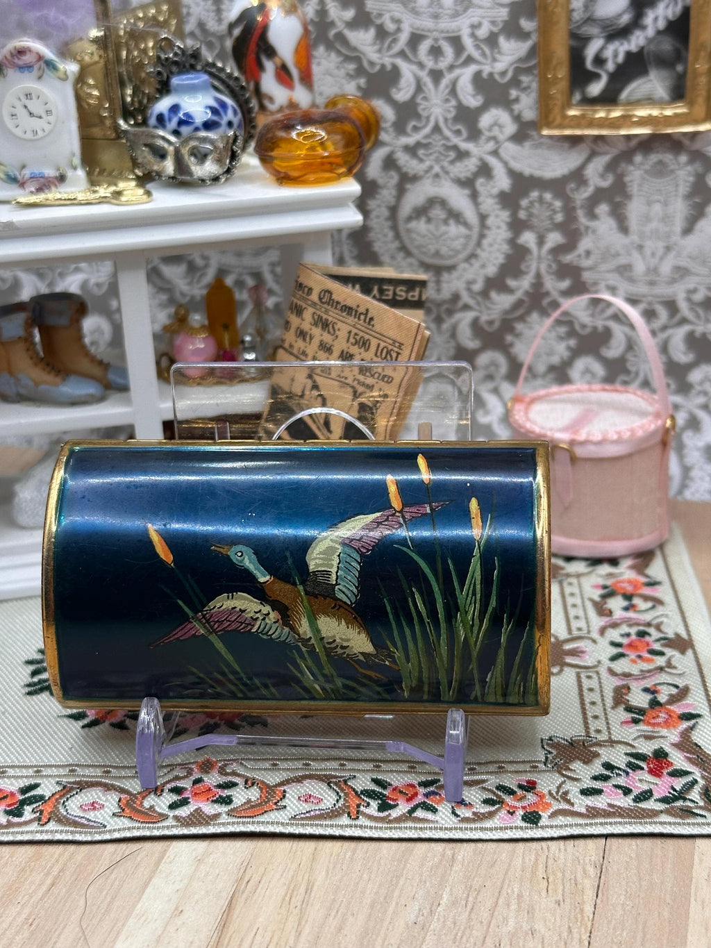 Vintage 1960s Kigu Dolphin 96 Barrel Cigarette Case Mallard Duck Reeds