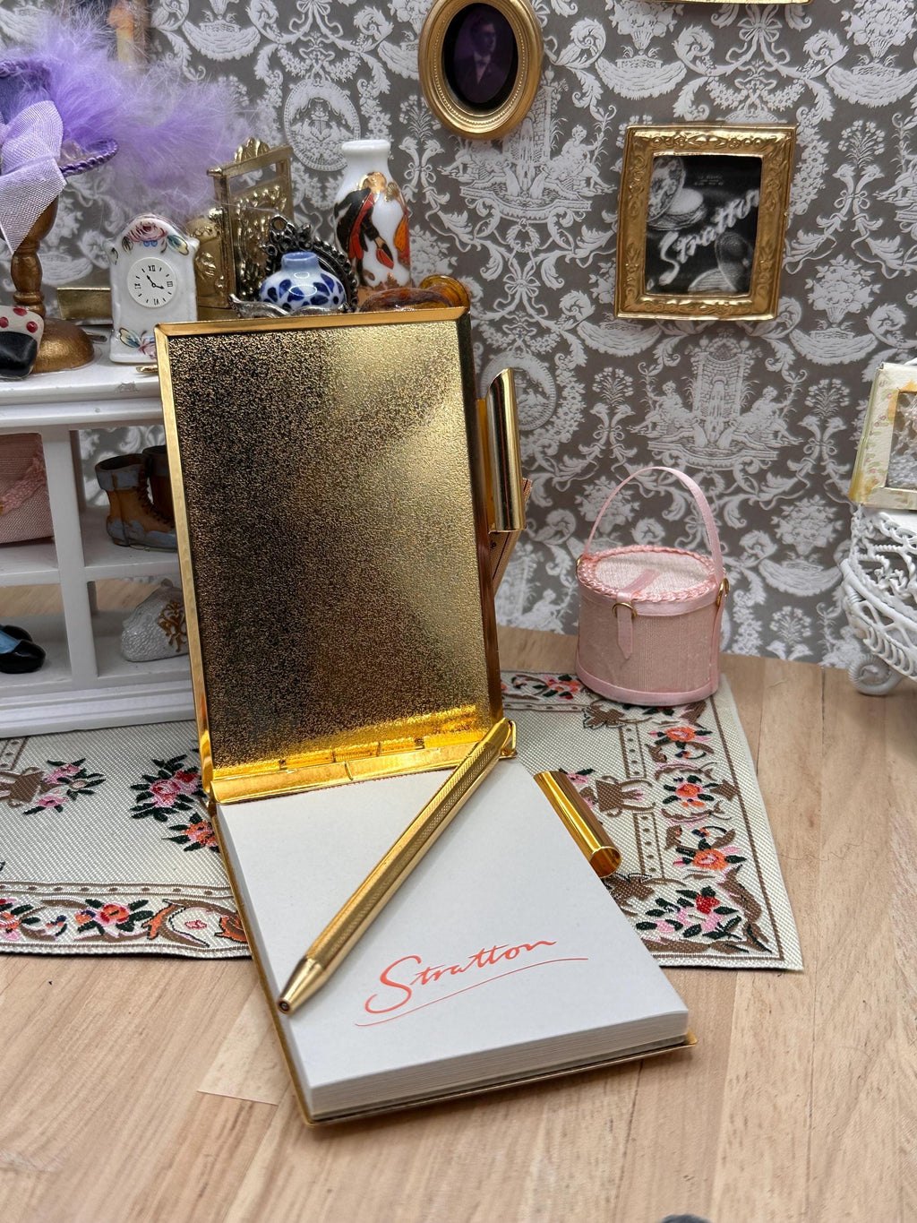 Vintage Stratton Notebook & Pen Red Enamel City of London Crest with Pouch