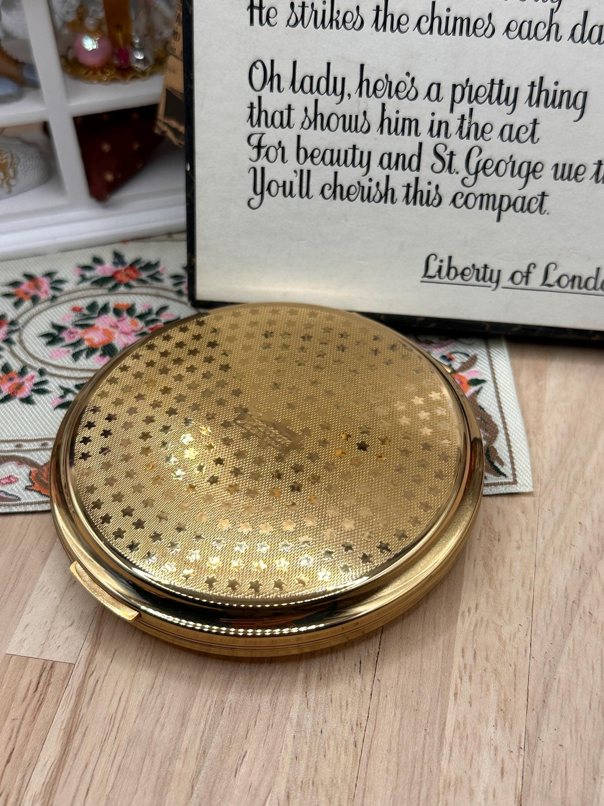 Vintage Liberty of London Stratton Powder Compact: St George Clock, Original Box