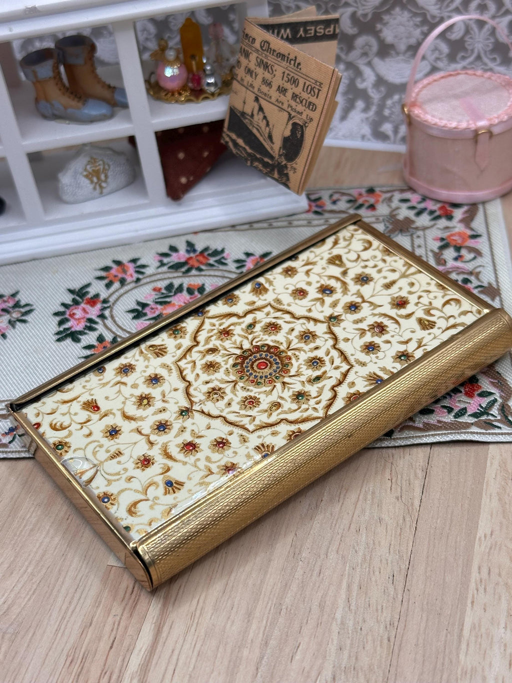 1950s Stratton "Indian Jewel" Clothes Brush - Vintage Enamel Floral Guilloché