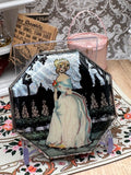 Vintage Gwenda Powder Compact Silver Foil Lady Landscape 1930s