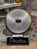 Vintage Stratton Powder Compact Two Tone Blue Stone Clasp Art Deco Style