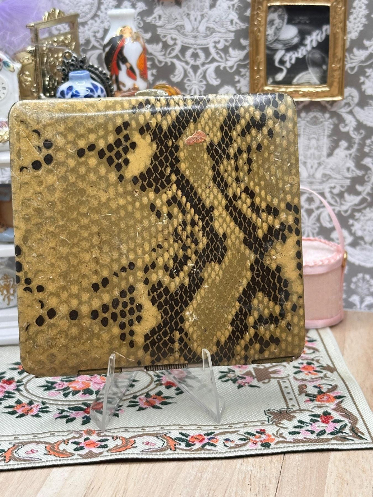 Rare 1930s Stratton Brand Art Deco Snakeskin-Effect Cigarette Case – Made in England