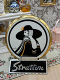 Stratton Vintage Powder Compact Signed Art Deco Woman Portrait Gold Tone 1980s