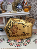 Vintage Elgin American Beauty Powder Compact, Gold Tone Floral with Pink Puff