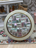 Vintage Mother of Pearl Mosaic Enamel Powder Compact