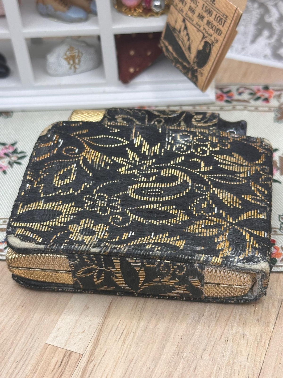 Vintage Max Factor Regency Powder Compact & Lipstick Holder, Gold Tone, Fabric Pouch, 1950s