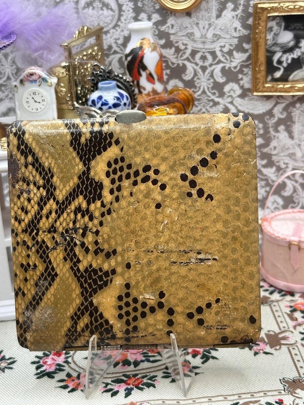 Rare 1930s Stratton Brand Art Deco Snakeskin-Effect Cigarette Case – Made in England