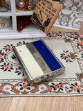 1930s Bourjois Vintage Powder Compact – Blue & Ivory Art Deco Design
