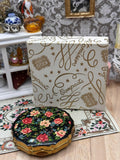 Vintage Kigu Mini Powder Compact, Black Floral Gold Tone, Boxed, 1950s