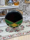 Vintage Gwenda Powder Compact Green Yellow Black Enamel Geometric Art Deco
