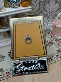 Vintage Rare Stratton Wedge Powder Compact Peach Enamel Stone-Set Clasp Motif 1930s
