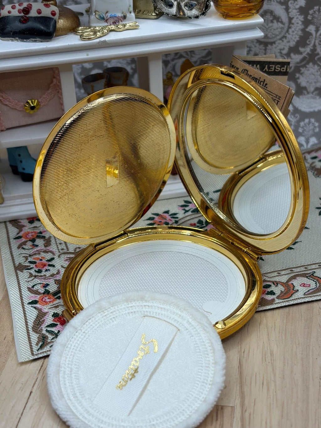 Vintage Stratton Giselle Ballerina Powder Compact with Puff & Sifter, 1970s