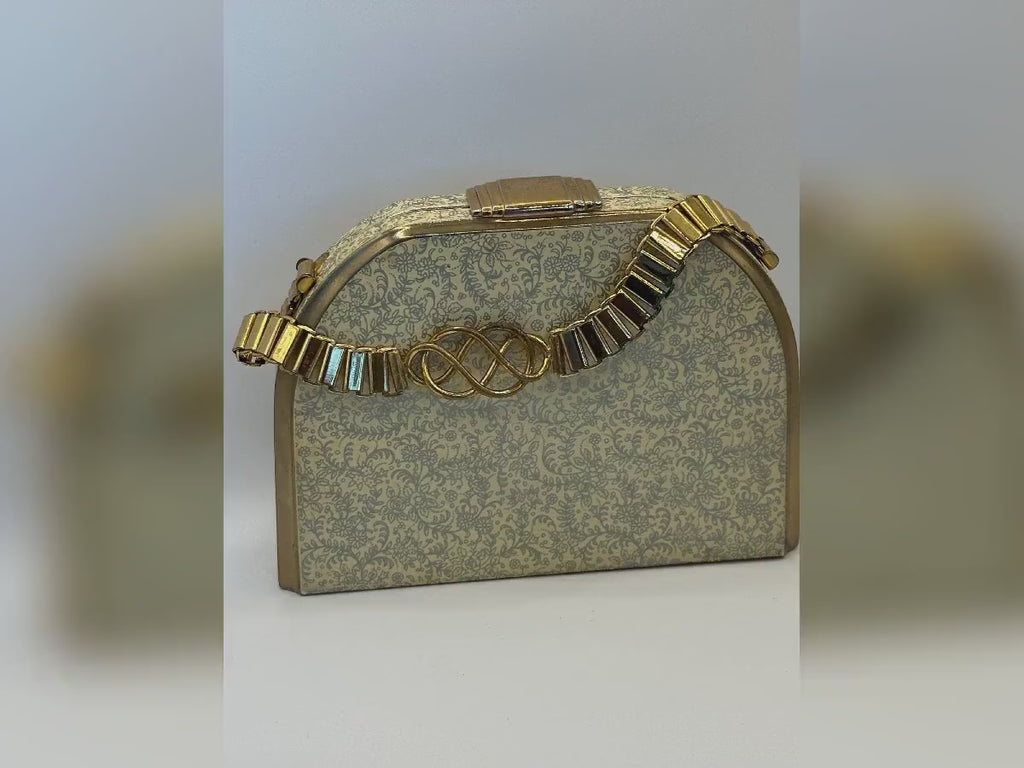 Vintage Stratton Evening Bag Set: Art Deco Floral Vanity Case, England