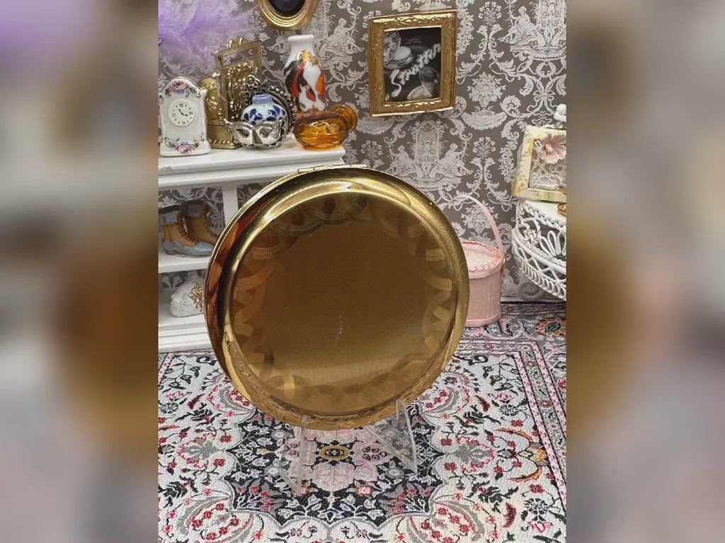 Vintage Gold Tone Powder Compact | 7.5cm | Unused | Mid Century Vanity Accessory | Made in England