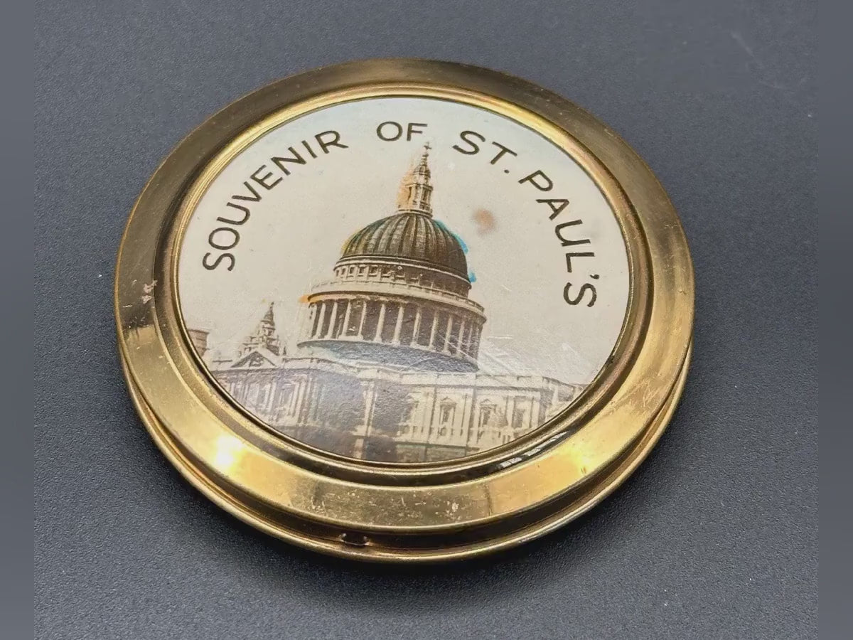 Vintage St Paul's Cathedral Powder Compact: London Souvenir Makeup Mirror