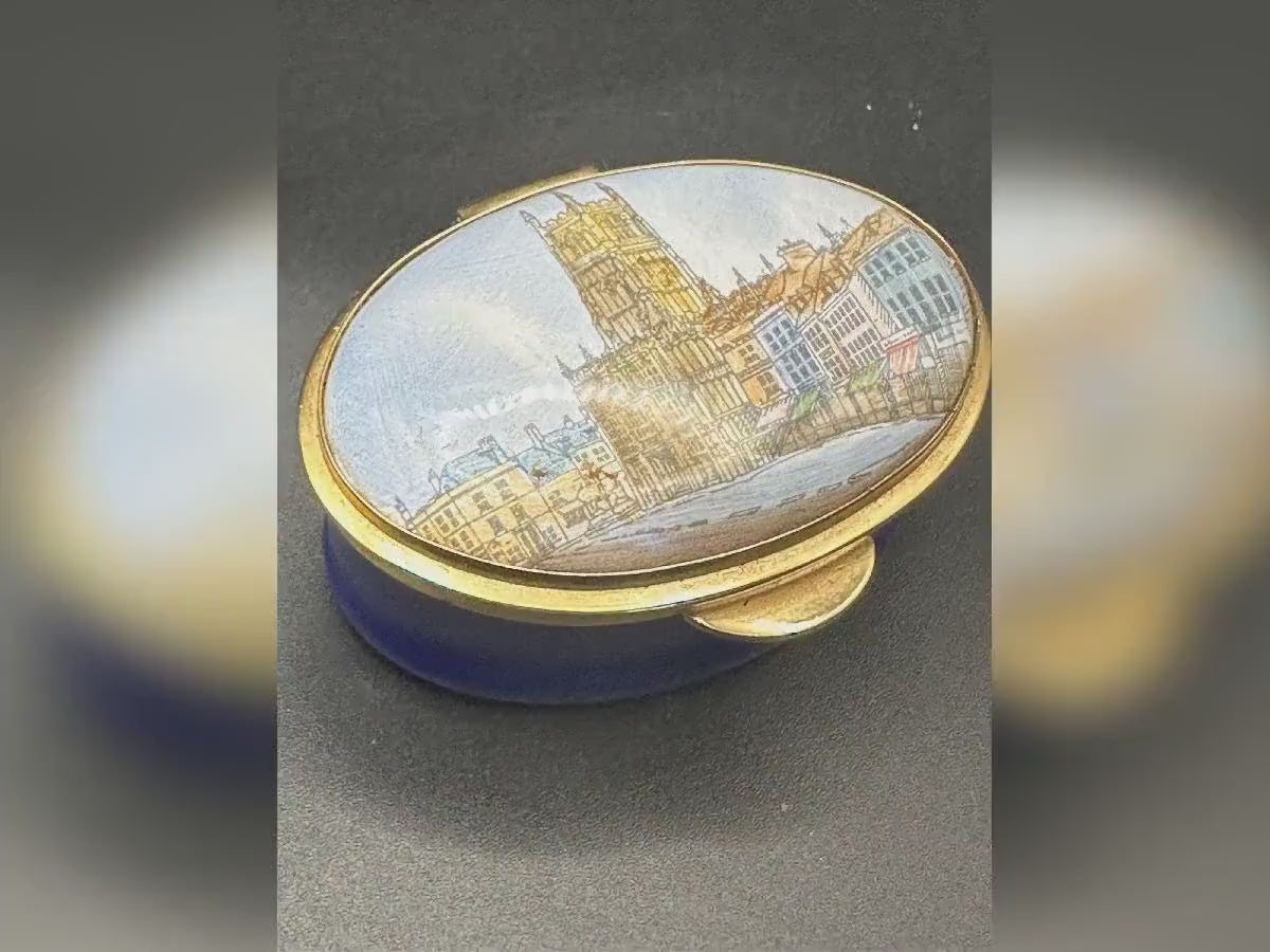 Staffordshire Enamels Trinket Pot – Market Square and Church, Cirencester – English Enamel Box