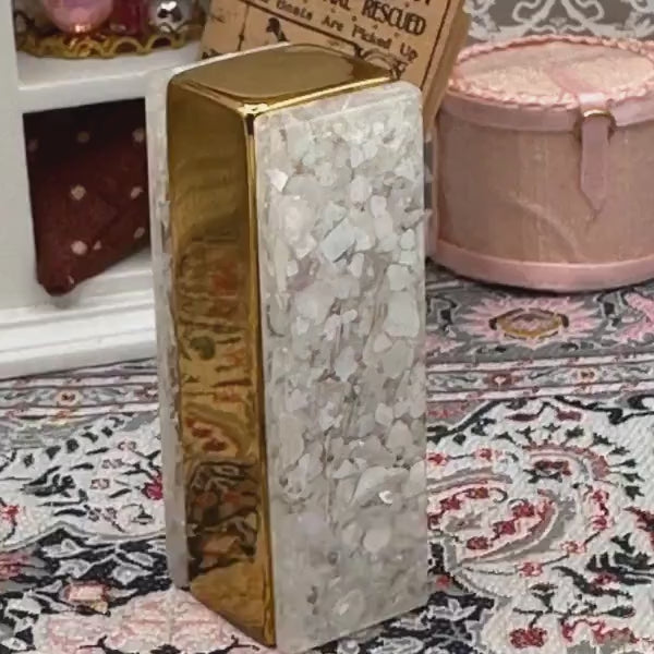 Vintage Mother of Pearl Lucite Lipstick Holder, 1950s Vanity Case, Mid Century Dispenser